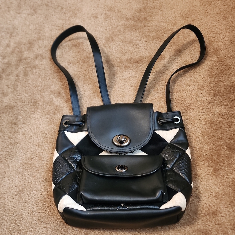 COACH Canyon Quilt Mini Turnlock Rucksack In Exotic Embossed Leather